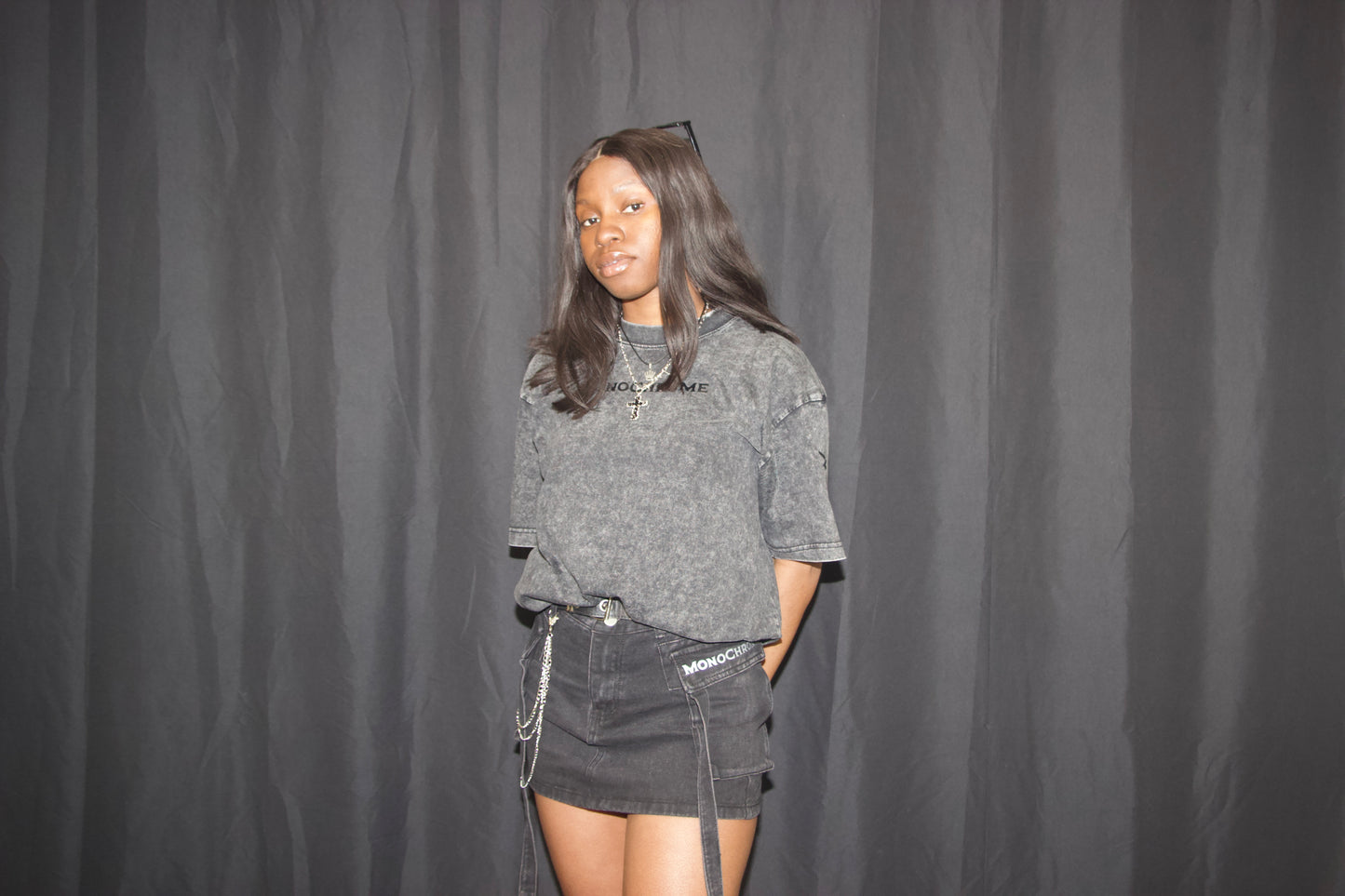 Monochrome cargo skirt